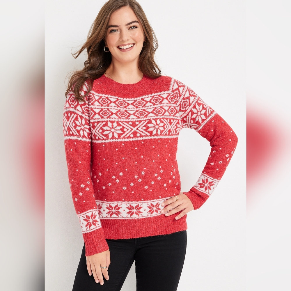 Red Snowflake Fairisle Sweater Large (XL)